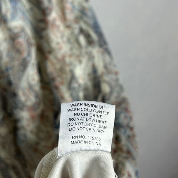 Mikarose The London maxi dress size XXL white paisley chiffon side slits modest - Picture 14 of 14